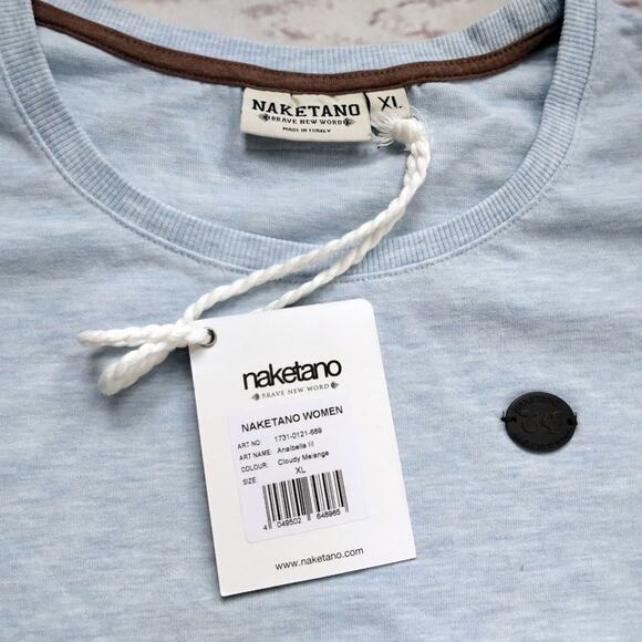 NWT NAKETANO Analbella Dropped Shoulder Sweatshirt Light Blue XL - Picture 3 of 7